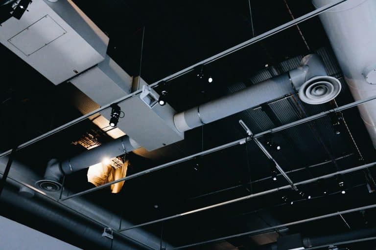 Overhead ventilation ductwork in a processing area