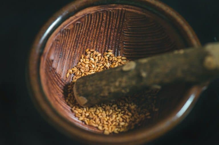 Sesame seeds in a small bowl