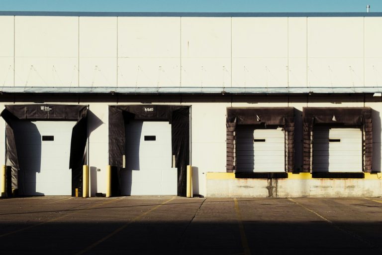 Loading docks on a warehouse building where food products are dispatched.