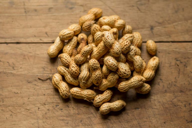 Peanuts in their shells piled together