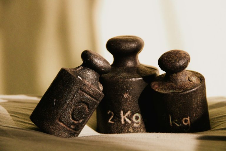 Cast iron test weights marked 2 Kg